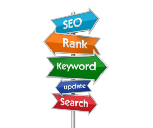 SEO sign with keywords and ranking